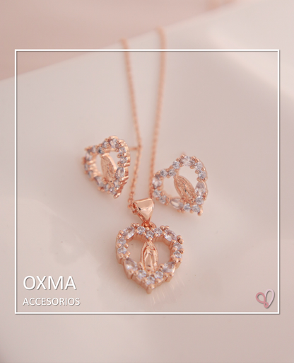CONJUNTO VIRGEN GUADALUPE ORO ROSA