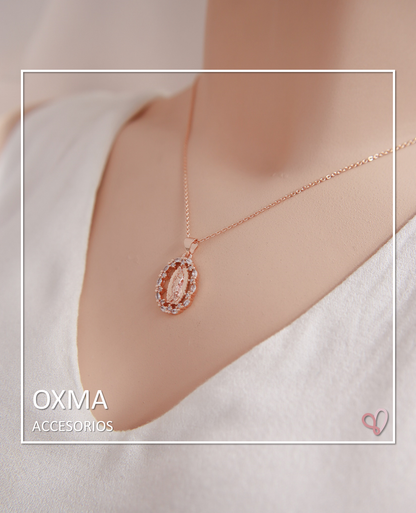 CONJUNTO VIRGEN GUADALUPE ORO ROSA