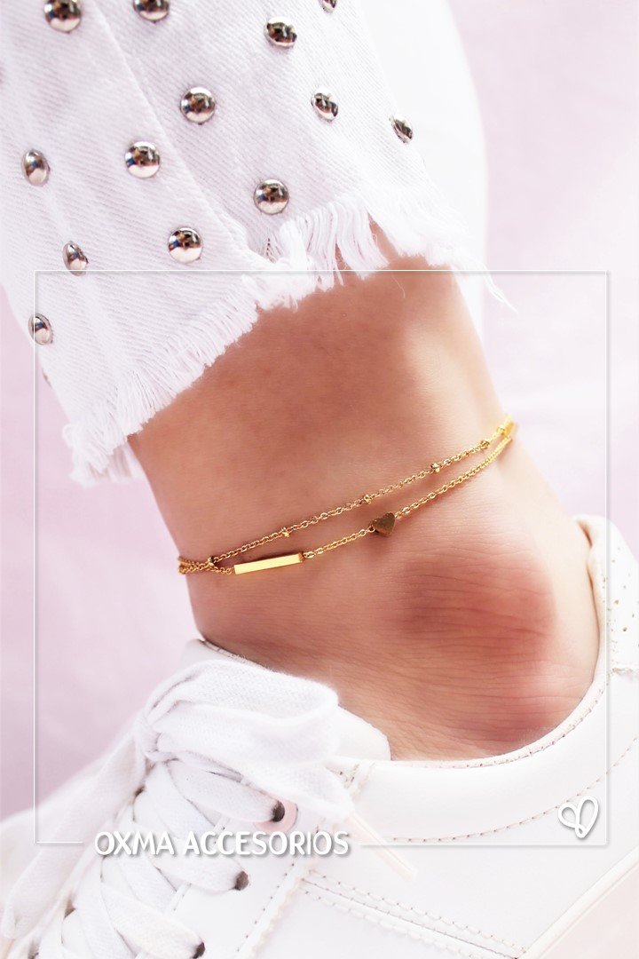 tobillera doble corazon mini