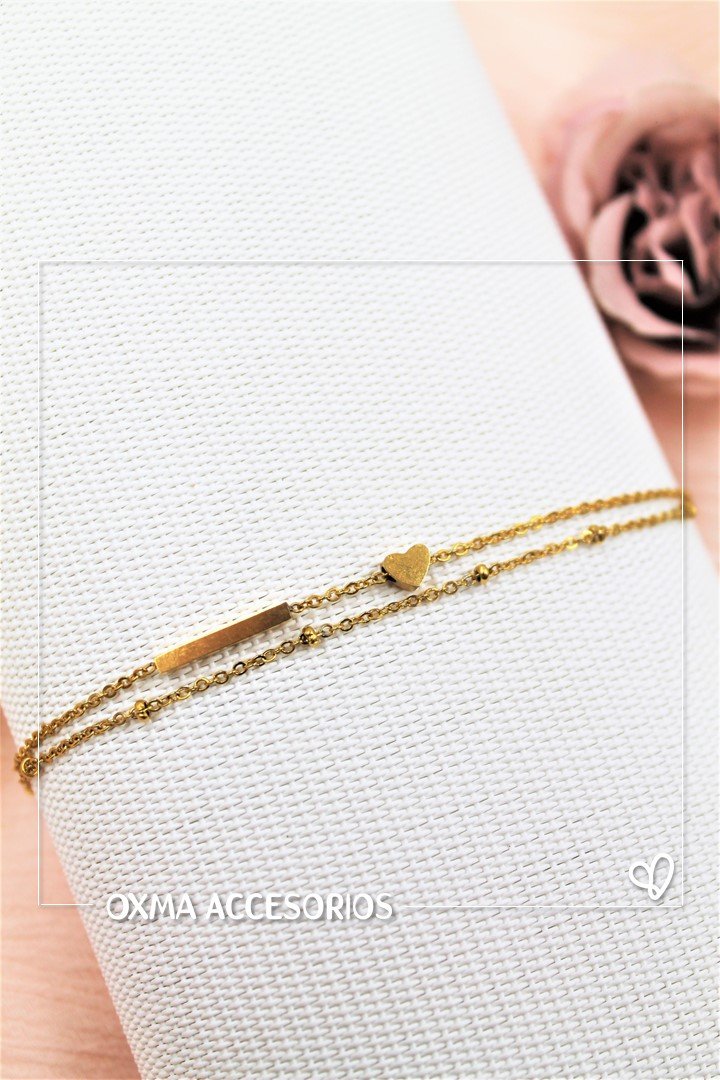 tobillera doble corazon mini