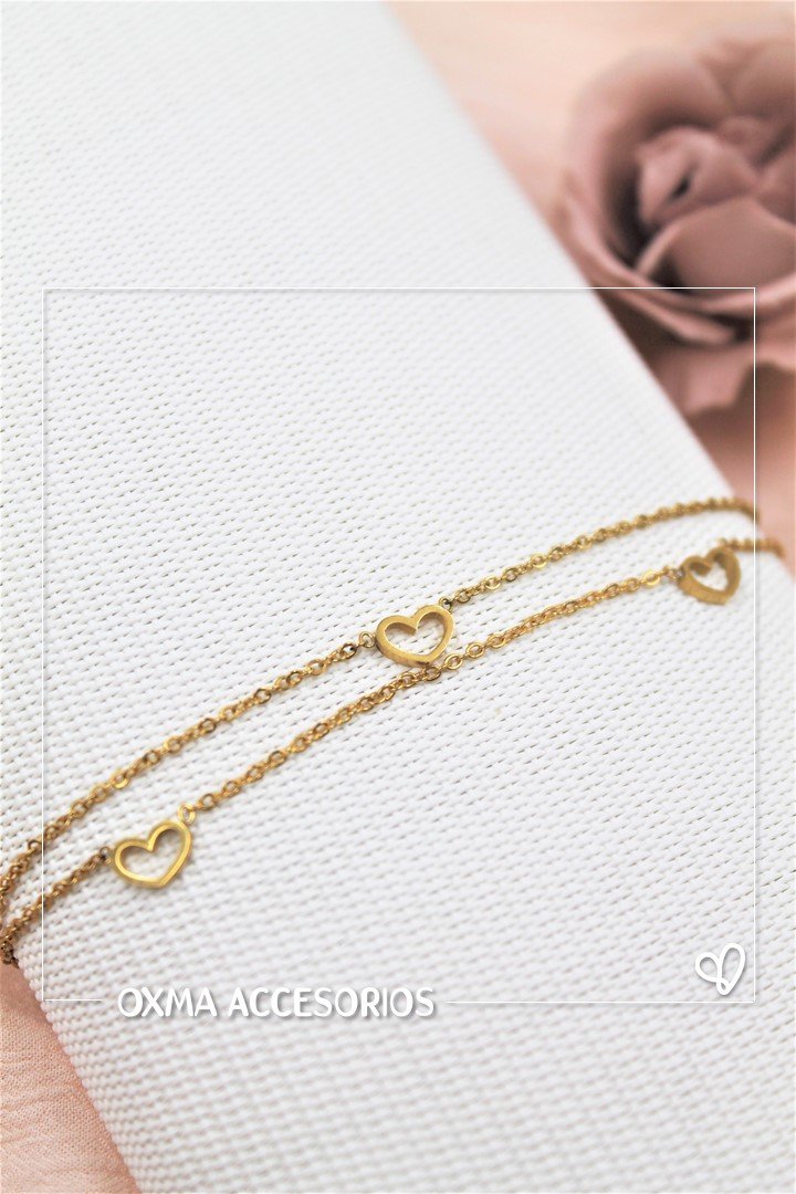 tobillera doble corazon