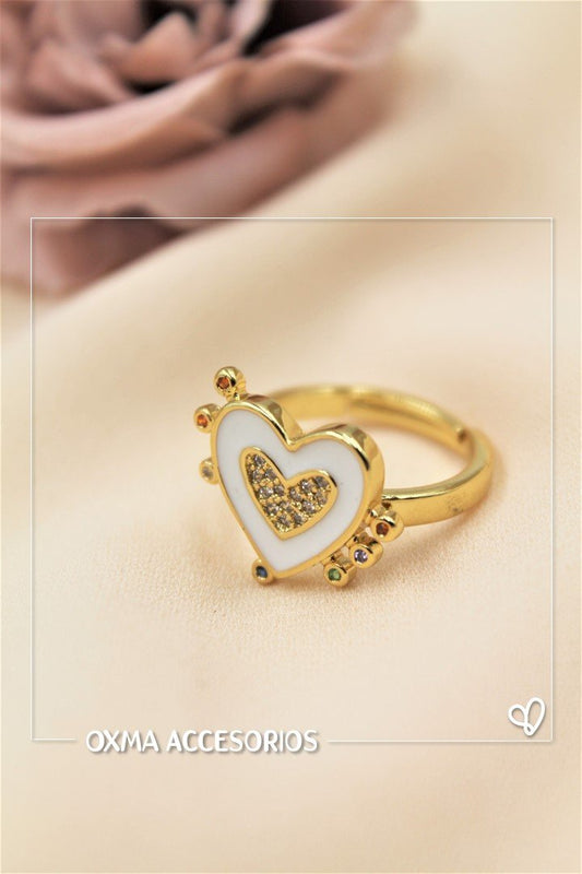 anillo corazon blanco